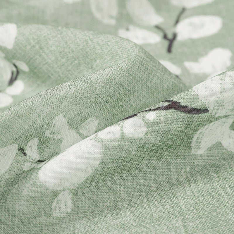 FMFUNCTEX Blossom Floral Printed Tier Kitchen Curtain 36 Inch Length Green White Botanical Design Half Window Curtains for Bathroom Basement Laundry Room CafÃ© Curtains Privacy Rod Pocket 2 Panels - Image 5
